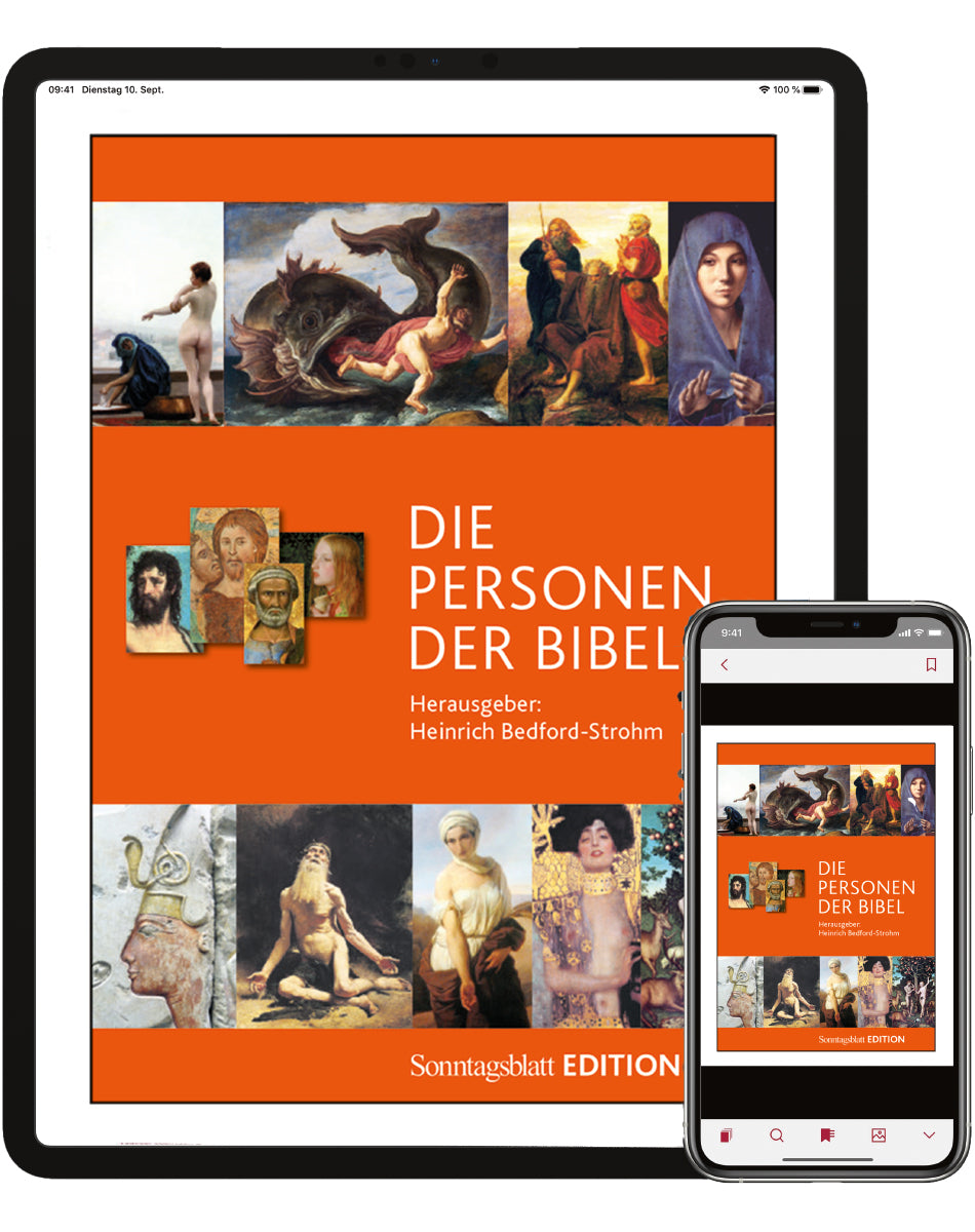 Abbildung des Buchs "Die Personen der Bibel 1" auf dem Tablet und Handy.