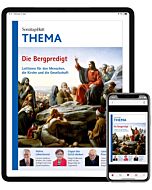 THEMA-Magazin "Bergpredigt" sichtbar auf Tablet und Smartphone.